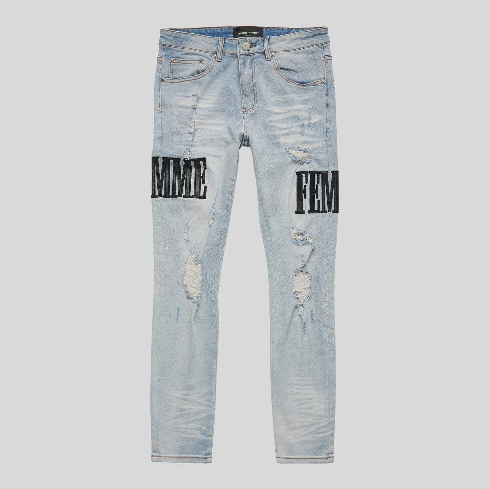 Homme Femme Letterman Denim Blue Black