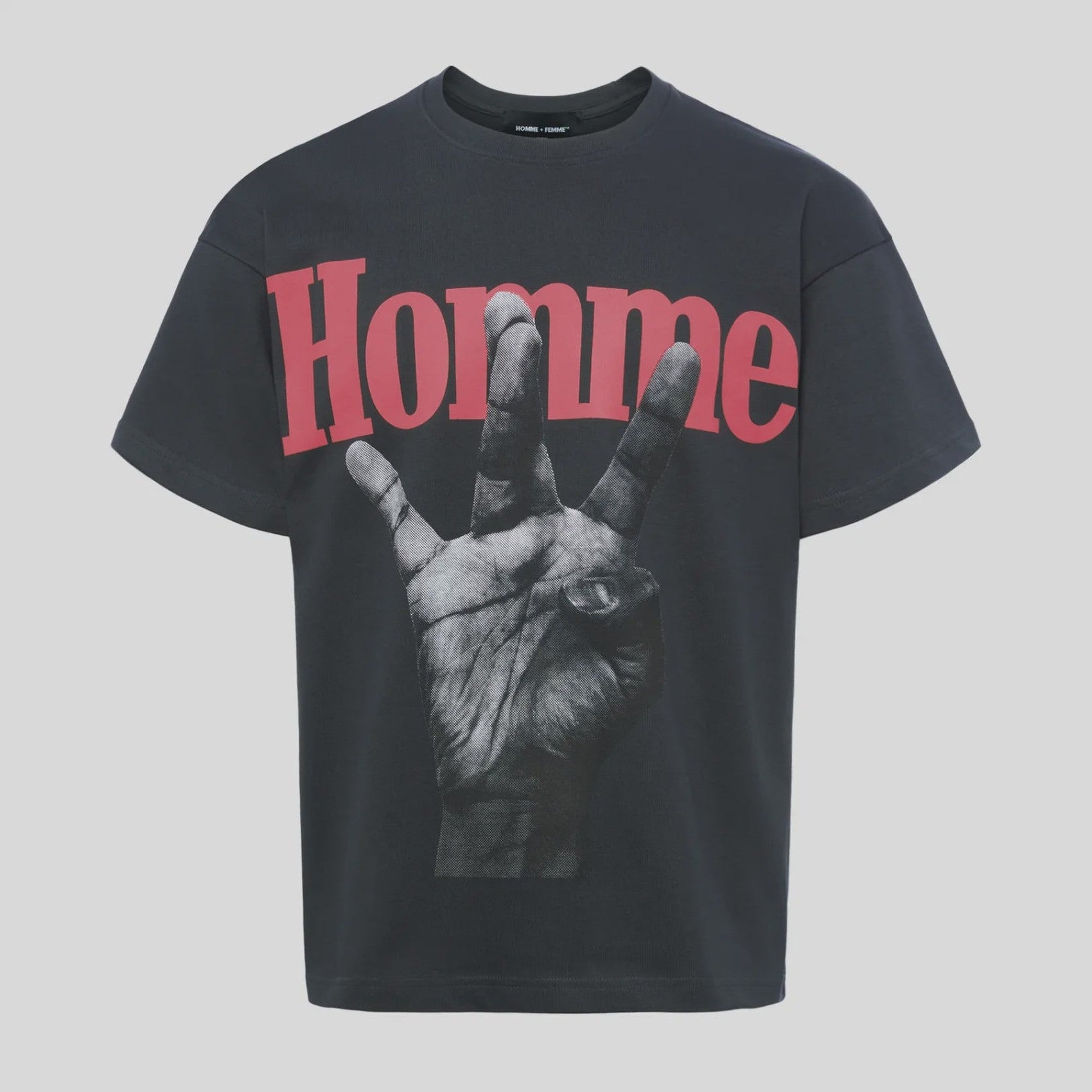 Homme Femme Twisted Fingers Tee Black Red