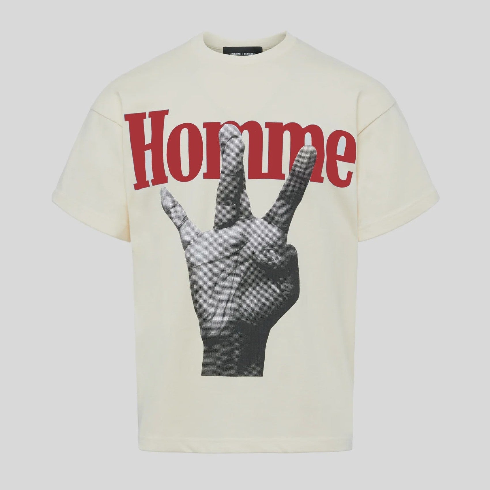 Homme Femme Twisted Fingers Tee Cream With Red