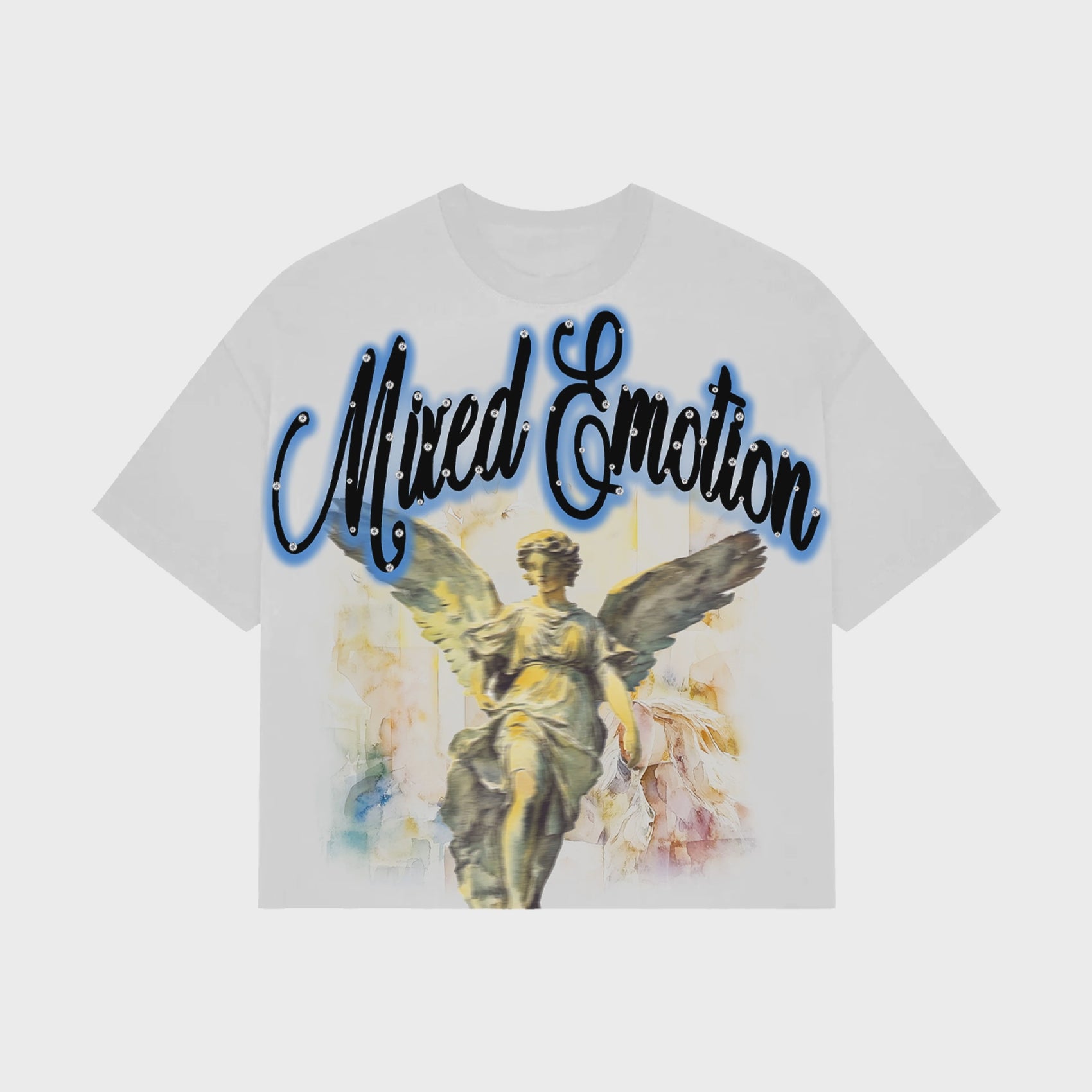 Mixed Emotion Blue Rhinestone Cropped Tee
