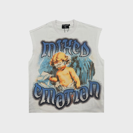Mixed Emotion 'Angel Sleeveless Tee' (White)