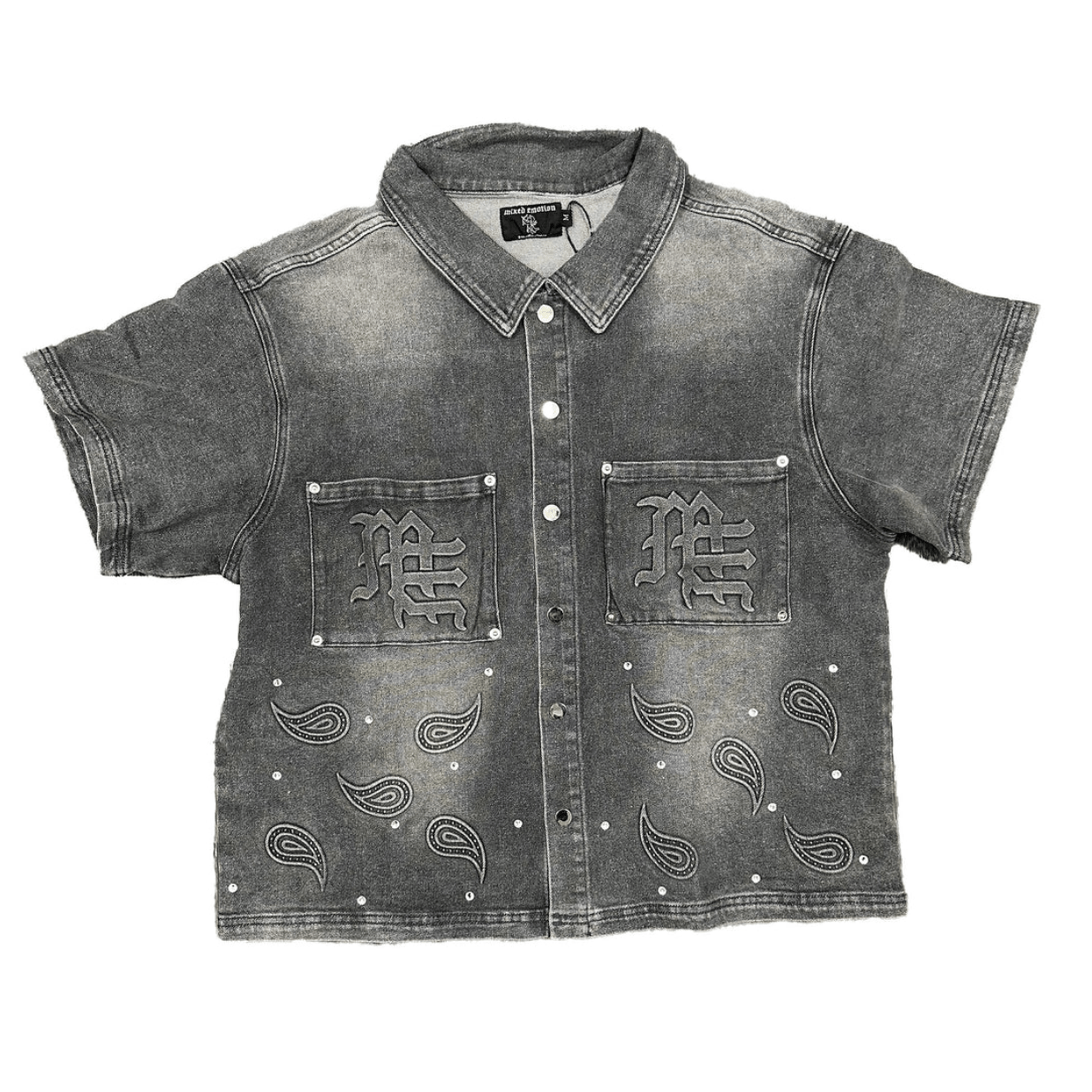 Mixed Emotion 'Paisley' Denim Black Shirt