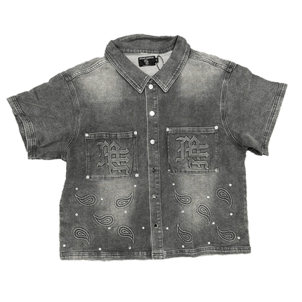 Mixed Emotion 'Paisley' Denim Black Shirt