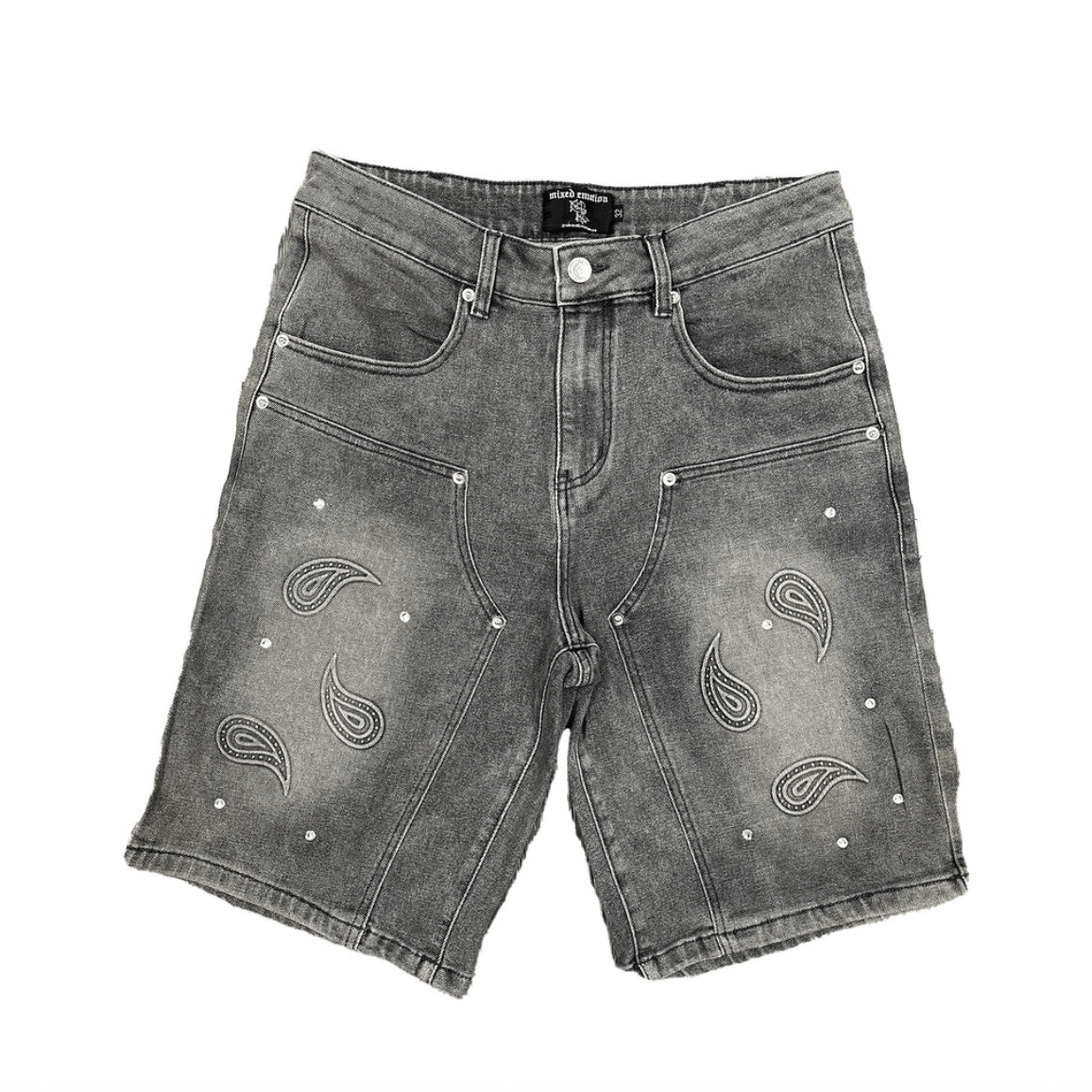 Mixed Emotion 'Paisley' Denim Black Shorts