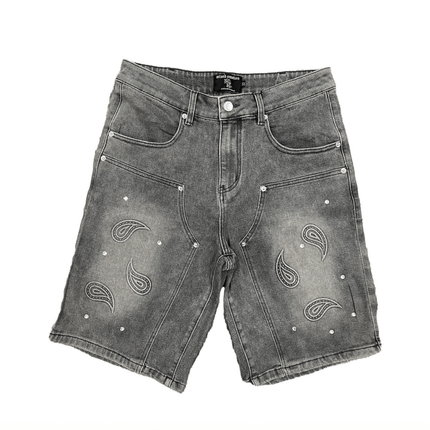 Mixed Emotion 'Paisley' Denim Black Shorts