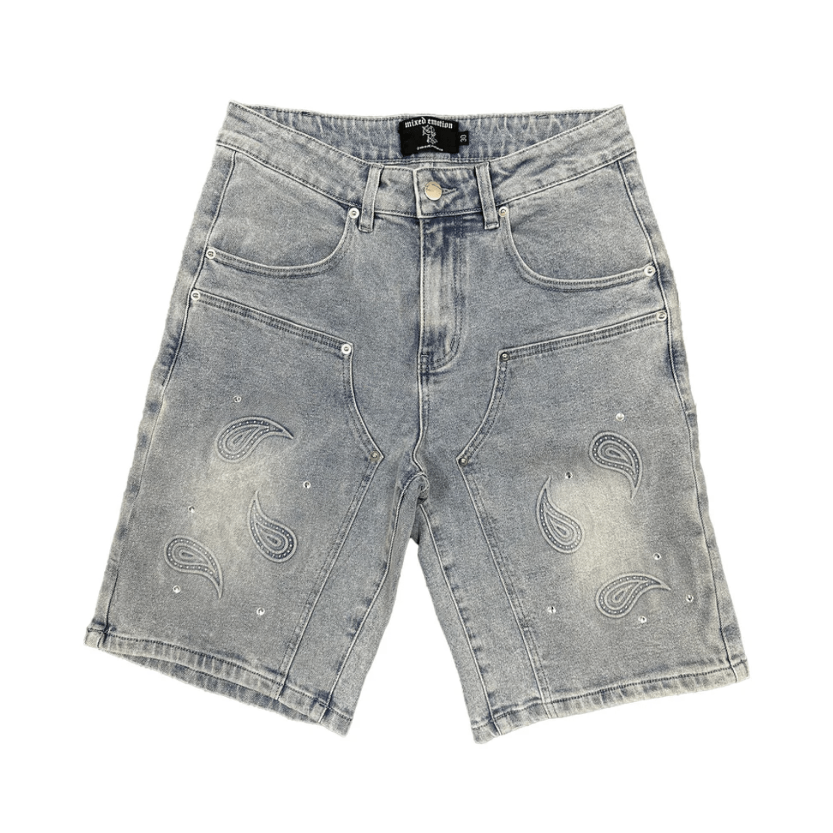 Mixed Emotion 'Paisley' Denim Blue Shorts