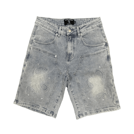 Mixed Emotion 'Paisley' Denim Blue Shorts