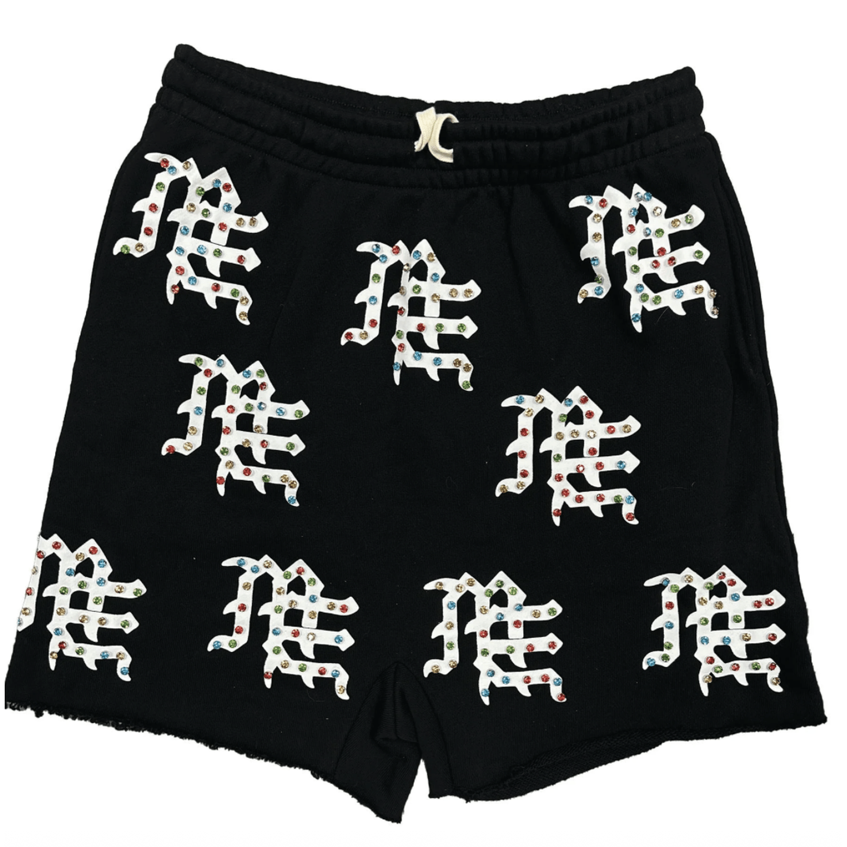 Mixed Emotions Rhinestone Logo Shorts  'Black'