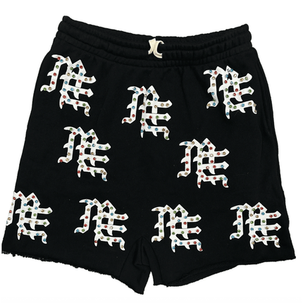Mixed Emotions Rhinestone Logo Shorts  'Black'