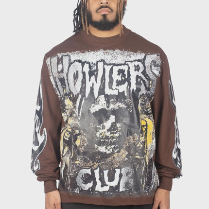 Howlers Club Ghoul Tour L/S Tee Brown