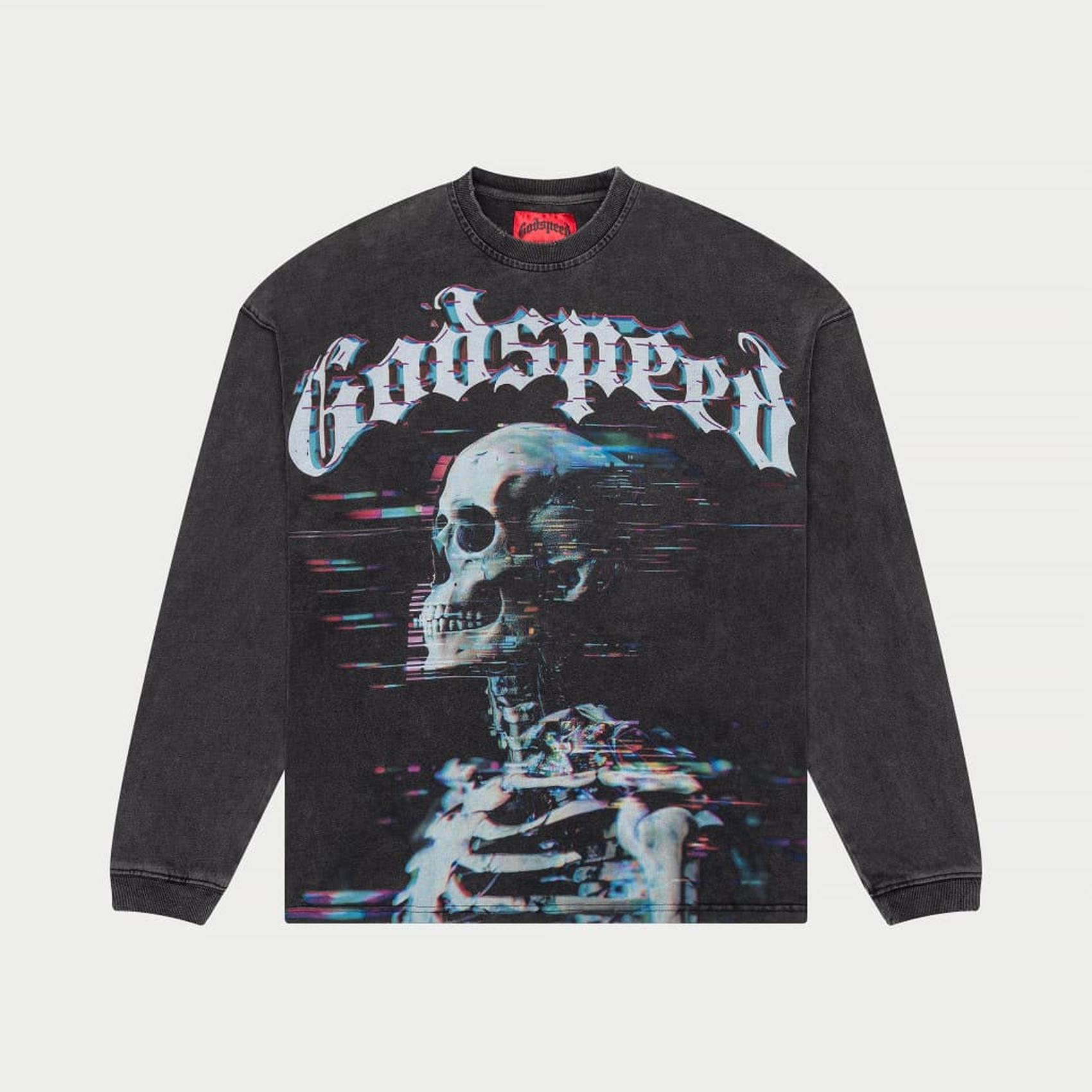 Godspeed 'Glitchy' L/S T-shirt  (Grey Wash)